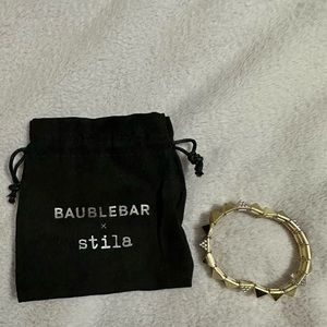 New Item-Bauble Bar Goldtone Pyramid Link Stretch Bracelet